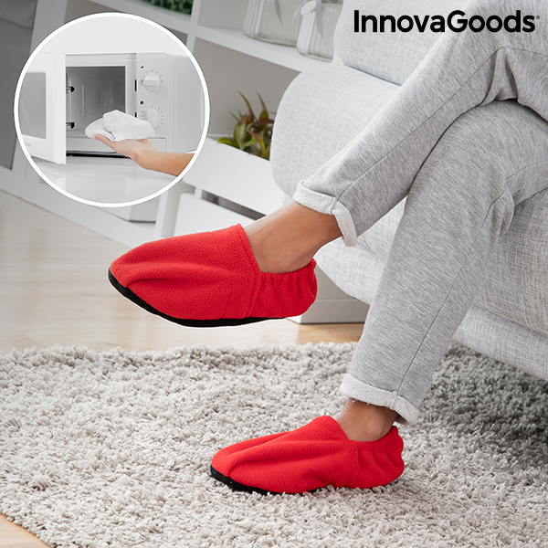 Chaussons Chauffants Micro-ondes InnovaGoods Rouge à prix pas cher